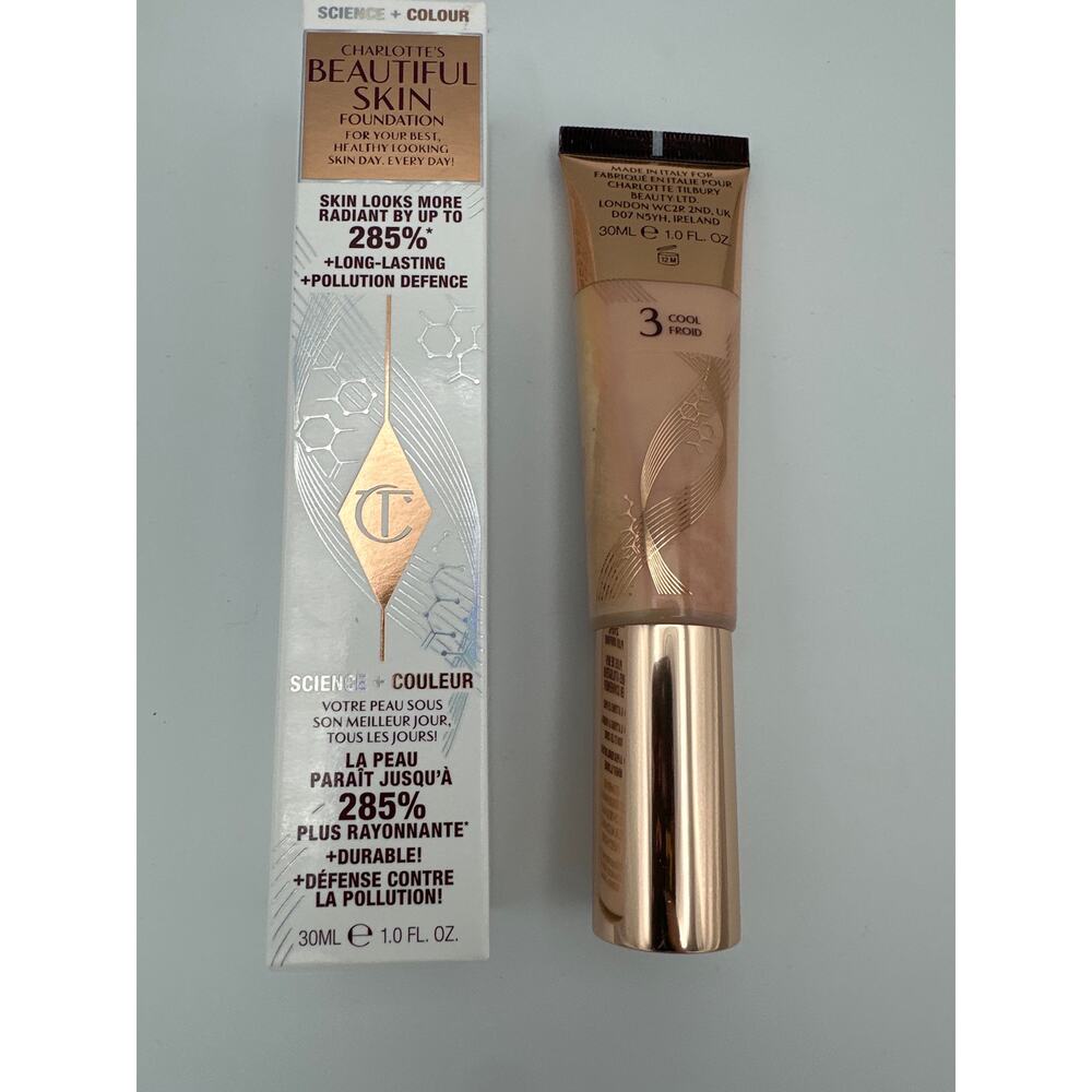 Charlotte Tilbury Beautiful Skin Foundation 3 Cool 1.0 fl oz Brand New